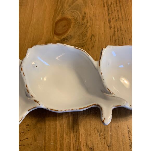 VIETRI Pesce Bianco White Fish Shape 3-part Relish Condiment Dish Cucina Fresca - Picture 5 of 9